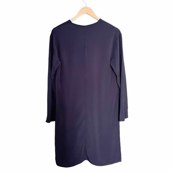 Vince Dress V-Neck Popover Long Sleeve Tunic Navy Blue Size XS Minimalist Simple - Picture 3 of 13